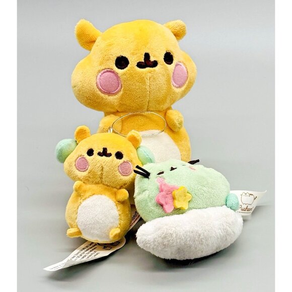 Gund  Pusheen Cloud Cheeks Hamster Yellow Stuffed Animal Plush Lot of 3 Clip - Picture 1 of 10